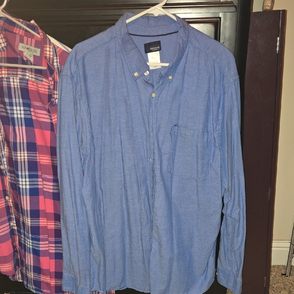 Basic Editions Blue Casual Button-Down Shirt - Picture 1 of 4